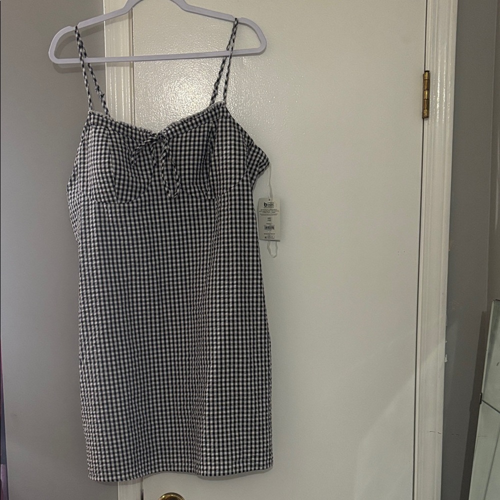 No Boundaries Gingham Black and White Mini Dress